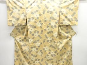 アンティーク　枝花模様織り出し手織り紬着物